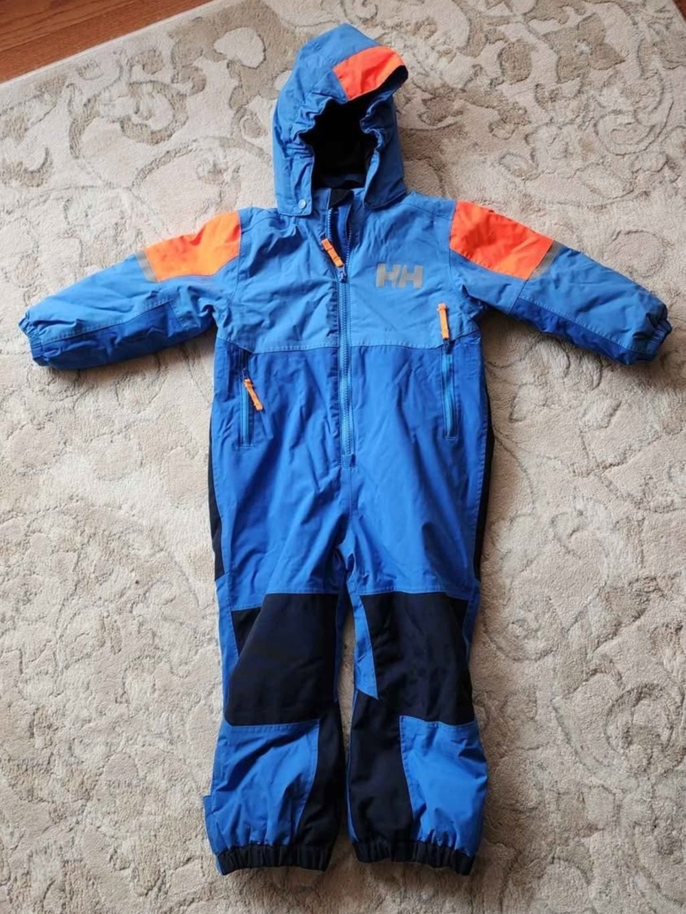 Helly Hansen Blue and Orange Kids One-Piece Snowsuit